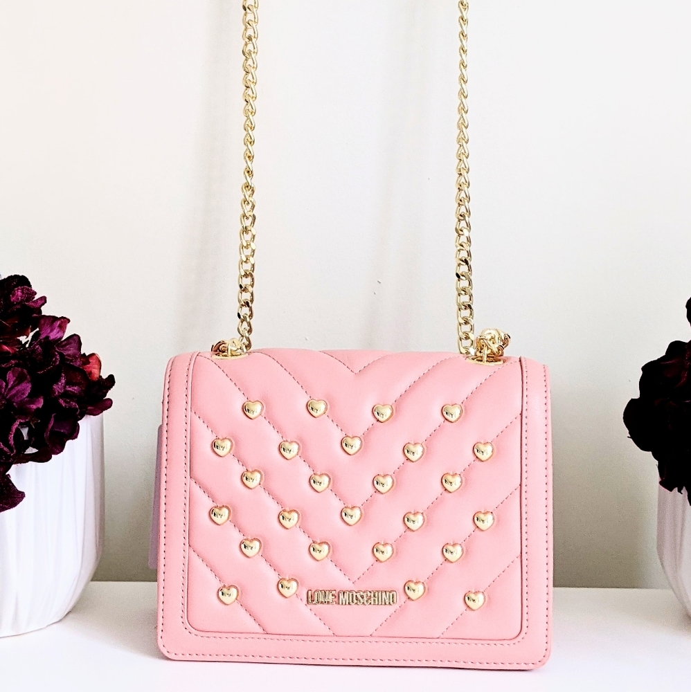 NWT Love Moschino Pink Chevron Quilted Bag - Picture 8 of 12